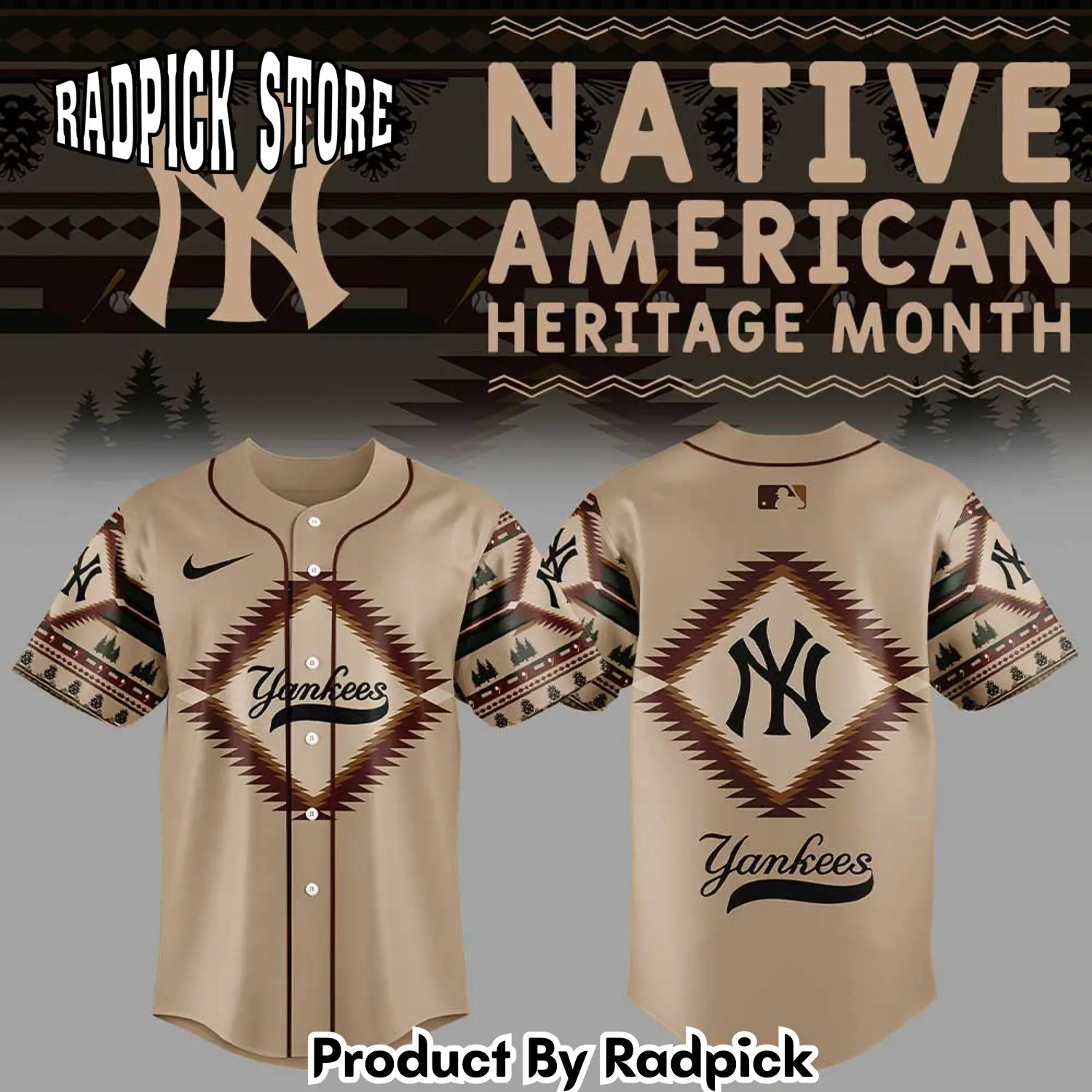 Radpick new york yankees native american heritage v3 baseball jersey rp127237